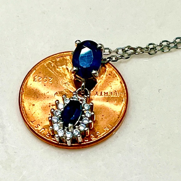 Genuine Sapphires 14KGP Necklace - Picture 4 of 5